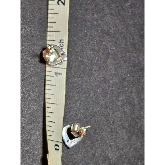 Sterling Silver Open Heart Earrings With Pink Morganite - Picture 7 of 8